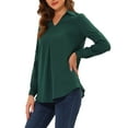 thumbnail image 4 of Allegra K Women's Point Collar Pleated Front Casual 3/4 Sleeve Blouses, 4 of 6