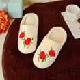 thumbnail image 6 of shpwfbe slippers for women new rose embroidered soft soled indoor non slip cotton house slippers for women womens slippers, 6 of 9