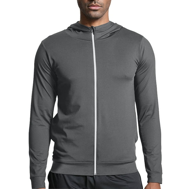 pstuiky camisas de manga larga para hombre, Sudadera deportiva con capucha y cremallera de manga larga de color liso para hombre camisetas de hombre l