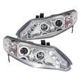thumbnail image 3 of Spec-D Tuning Halo LED Projector Clear + Chrome Tail Brake Lamps Compatible with 2006-2011 Civic 4D 4Dr Left + Right Pair Headlamps Assembly, 3 of 7