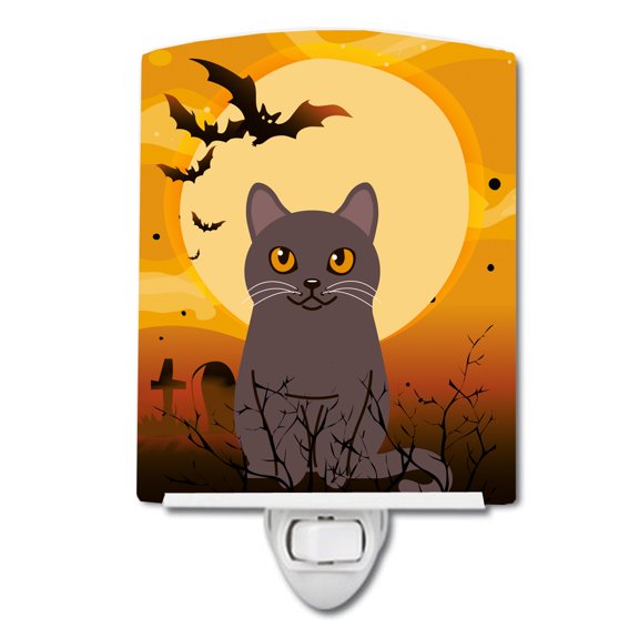 Halloween Chartreux Cat Ceramic Night Light
