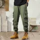 thumbnail image 4 of Pantalones cargo multibolsillos de color caqui para hombre, ropa de trabajo, otoño, pantalones para hombre, multibolsillos, talla grande, novedad, estilo coreano emo, holgados, moda, 4 of 4