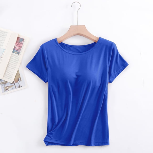 Débardeurs pour Femmes & T-Shirt à Manches Courtes avec Coussinet de Poitrine Soutien-Gorge Semi-Manches Pyjama