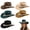 Beige, variant on Womens Western Cowboy Hat Rolled Wide Brim Retro Rodeo Travel Sun Hat with Buckles Belt Ladies Outdoor Caps Blue