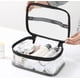 thumbnail image 3 of Bolsa de maquillaje transparente con cremallera y asa, bolsa de viaje portátil transparente para artículos de tocador para mujeres y hombres, Aveniee impermeable PVC estuche organizador de cosméticos, 3 of 6