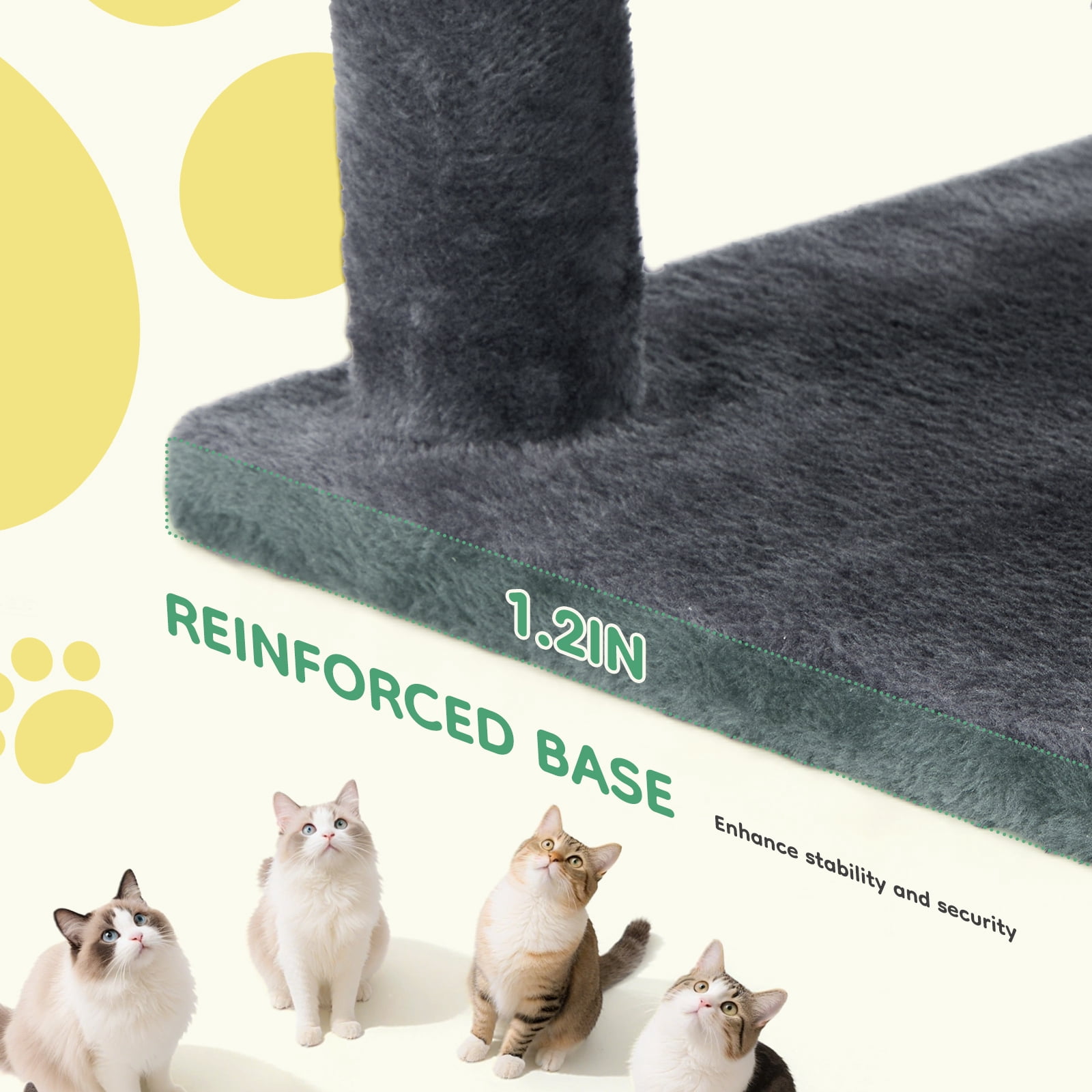CONCETTA 44in Multi Level Cat Tree Tower,Cat Scratching Posts with Large Top Perch and Hammock,Gray