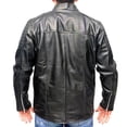 thumbnail image 3 of Chamarra de piel negra Castelli Leather Authentic Biker con bordados de líneas en mangas, 3 of 4