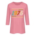 thumbnail image 3 of Aoochasliy Women's 1976 Letter Printed Tee Vintage Retro Comfy Casual 3/4 Sleeve Crew Neck Tops 50th Birthday Gift for Celebration Party Holiday Family Gathering, 3 of 4