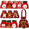 thumbnail image 1 of 12 Bolsas de Regalo Navideñas con Muñecas para Dulces y Recuerdos de Fiesta Bolsas de Tela Reutilizables con Cordón con Diseño de Oso, Papá Noel y Muñeco de Nieve Envoltorio de Navidad, 1 of 3
