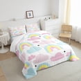 thumbnail image 4 of Girly Rainbow Clouds Bedding Kawaii Cloud Comforter Set 2 Pieces Pink Room Decor, Cartoon Rainbow Cute Stars Bedding Comforter Sets Boho Iridescent Stripes Watercolor Rainbow Duvet Set Twin, 4 of 6