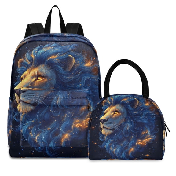 ALAZA Backpack Set Cool Lion Elementary School Bags Student BookBag with Lunch Bag