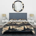 thumbnail image 3 of Designart "Samurai Silhouettes In Japanese Blue I" Japanese Bedding Covert Set - Oriental Bed Set With 2 Shams, 3 of 5