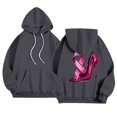thumbnail image 3 of Women's Round Neck Hooded Sweatshirt Long Sleeved Cancer Survivor Hoodies Casual Pink Ribbon Printed Shirts Trendy Pullover Tops, 3 of 7