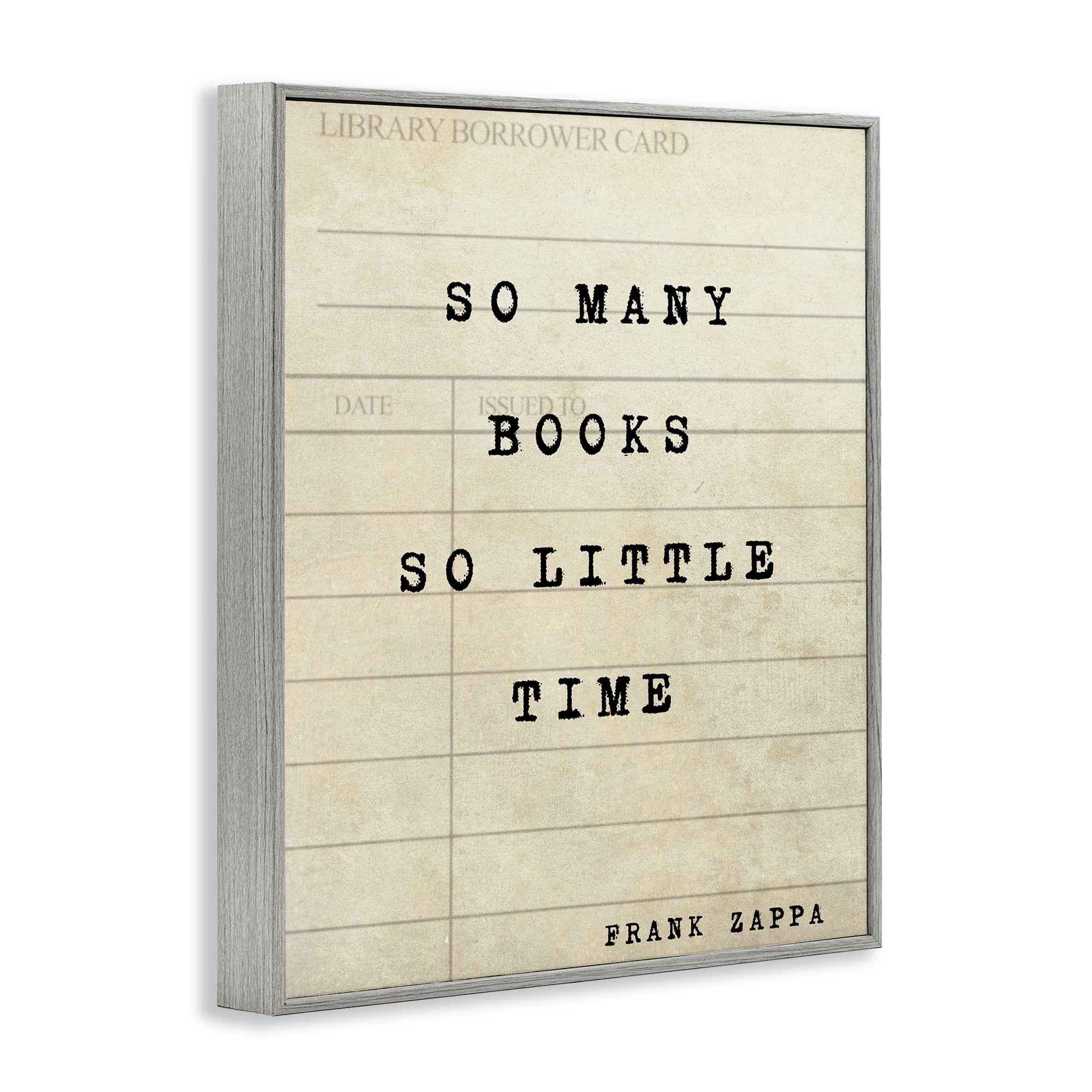 Stupell Industries Many Books & Little Time Gray Framed Giclee Art, design by Julia Frost