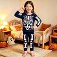 thumbnail image 2 of WERYOUNG Halloween Pajamas For Girls Skeleton Printed Long Sleeved Crewneck Top And Pants Kids Soft Cozy 2 Piece Sleepwear Loungewear Sets Trendy Homewear 2-3 Years, 2 of 4