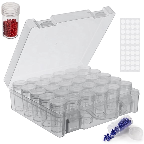 30 Slots Bead Organizer Box, Diamond Painting Storage Containers, Bead Storage Containers Plastic Diamond Painting Art Accessories Boxes Small Clear Embroidery Box for Craft Rhinestones Beads(1 Pack)