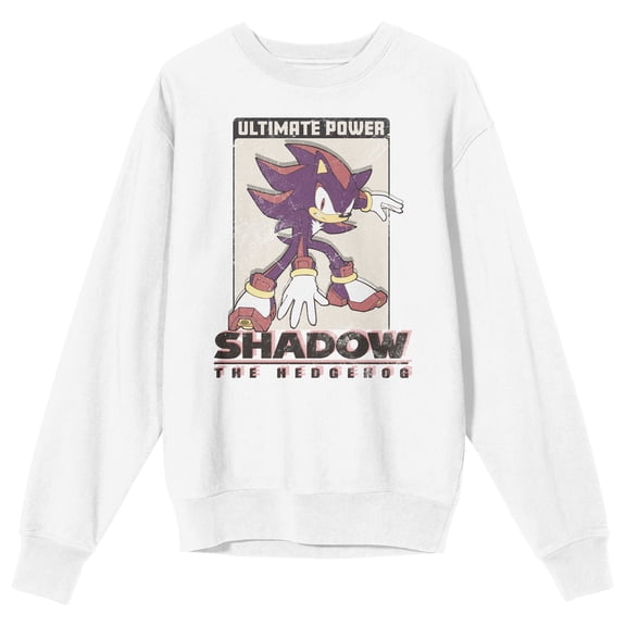 Sonic The Hedgehog Halftone Shadow Adult White Crew Neck Long Sleeve Sweatshirt-Medium
