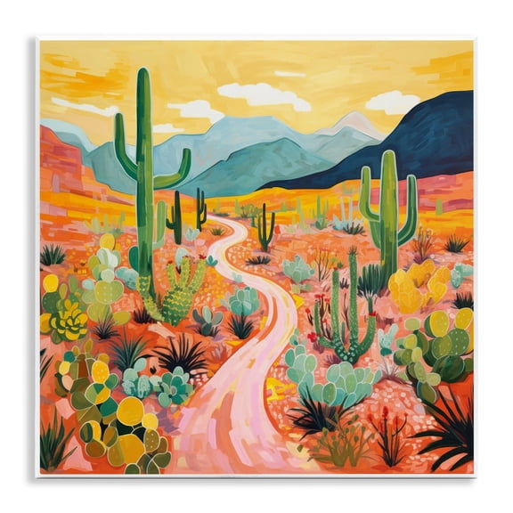 Stupell Industries Sunrise over Desert Path Landscape & Nature Painting Unframed Art Print Wall Art, 12 x 12