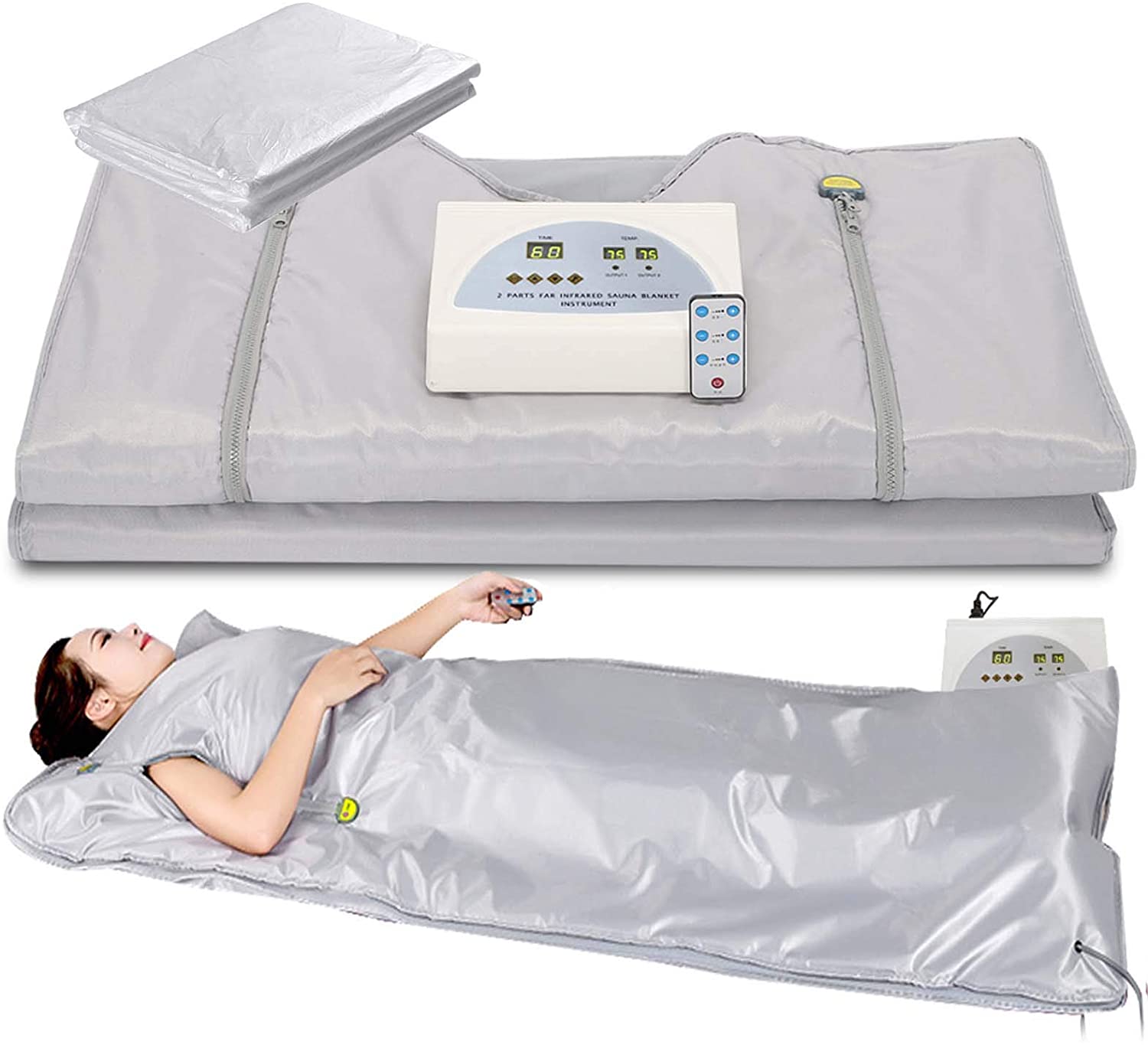 ABORON Portable Infrared Sauna Blanket Digital Far Infrared Heat Sauna Blanket 2 Zone Personal Sauna for Relaxation at Home Upgraded Zipper Version Walmart