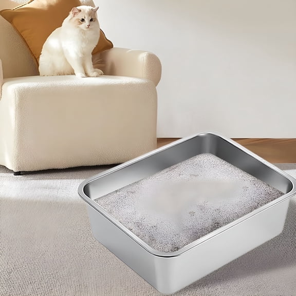 ACDANC Stainless Steel Extra Large Cats Litter Box: Designed For Small Cats, Kittens, And Rabbits, This Rustproof Box Ensures Odor-Free And Easy Cleaning With Its Non-Stick Surface.