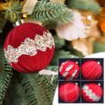 thumbnail image 5 of Hvmvliv Christmas Ornaments 4Pc 3.9inch Christmas Tree Ornament Xmas Balls Decorations Flocked Sequins Xmas Tree Ornaments for Shatterproof Christmas Decoration Supplies Red, 5 of 6