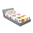 thumbnail image 2 of Ambesonne Cartoon Fitted Sheet & Pillow Sham Set, Farm and Savannah Animals, Twin, Multicolor, 2 of 2