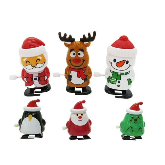 CHOK 7.5x5cm 6Pcs Christmas Clockwork Toy Christmas Gift Supplies Wind up Toy