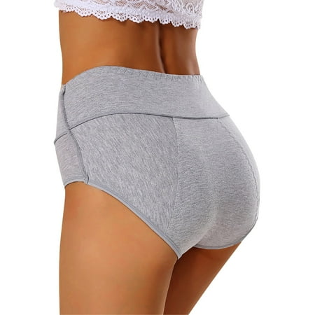 Clearance!BKQCNKM Cotton Underwear for Women High Waisted Underwear for Women No Show Underwear for Women Solid Color Leak Proof Physiological Pants Plus Size Underwear for Women Gray L