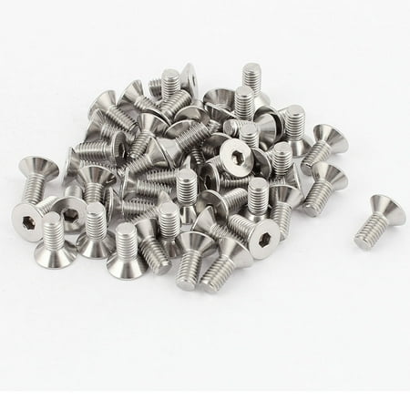 Unique Bargains M5x12mm Stainless Steel Hex Socket Flat Head Countersunk Bolts Screw 50Pcs