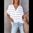thumbnail image 4 of Blusas Formales Informales para Mujer, Camisas de Trabajo, Camisas con Botones, Camisetas de Corta con Cuello en V Raya L, 4 of 9