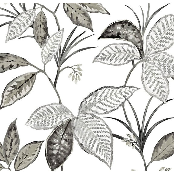 NextWall Greystone Boho Leaf Trail Peel and Stick Wallpaper