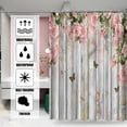 thumbnail image 3 of Pink Rose Shower Curtain for Bathroom Illusion Floral Butterfly Bath Curtain Wood Background Shower Curtain, 3 of 6