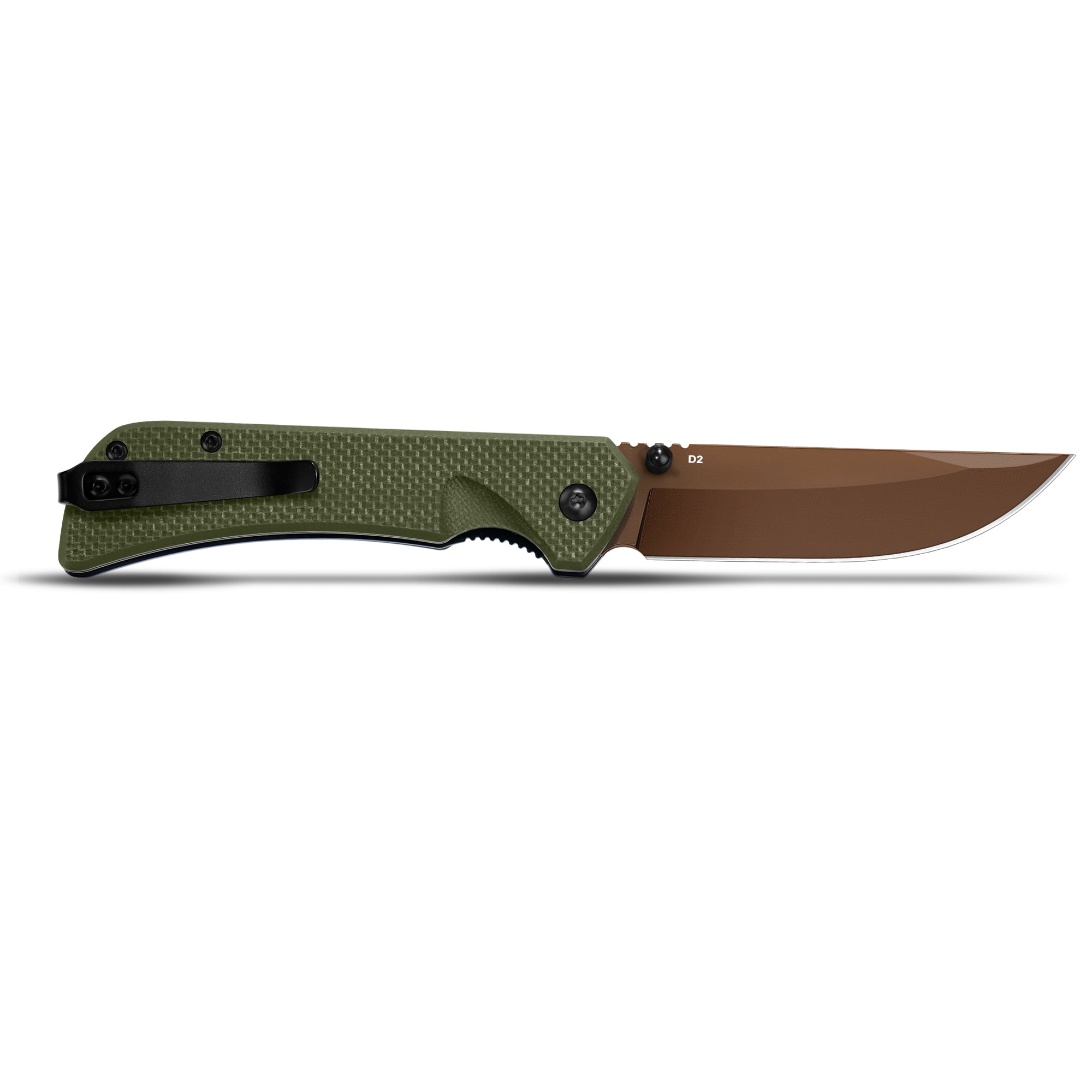 Ozark Trail 7.5 inch Folding Knife with D2 Steel Blade G10 Handle & Reversible Clip