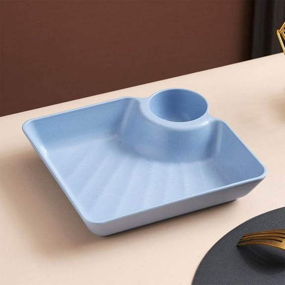 BiFandian Salad Serving Plate With Saucer, Compartment Plastic Sushi Plate, Divided Sauce Trays Serving Dish for Dumplings, Dessert, Noodles, Fries
