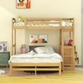 thumbnail image 2 of DEALTOPS Bunk Beds Twin Over Full Size with Built-in Desk and Three Drawers, Wooden Storage Bunk Beds with Removable Bottom Bed - Natural, 2 of 8