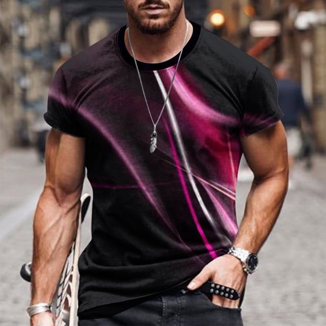 cllios T-Shirts à Manches Courtes pour Hommes T-Shirt Graphique à Illusion d'Optique 3D Grande Taille Décontracté Col Rond Hauts T-Shirts de Designer Fantaisie