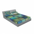 thumbnail image 3 of Ambesonne Colorful Fitted Sheet & Pillow Sham Set, Modern Geometric Bohem, Twin, Blue Green, 3 of 3