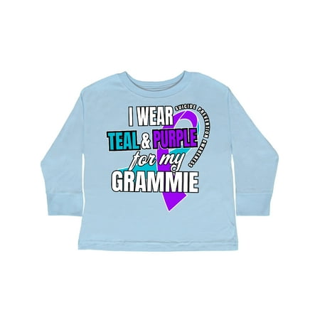 

Inktastic Suicide Prevention I Wear Teal and Purple for My Grammie Gift Toddler Boy or Toddler Girl Long Sleeve T-Shirt