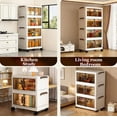 thumbnail image 6 of 28"H Stackable Storage Cabinet with Doors & Wheels, Adjustable 3 Tier Plastic Organizer Bin for Home, Office, Garage Storage, White, 6 of 6