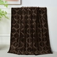 thumbnail image 3 of Exclusivo Mezcla Fleece Throw Blanket for Couch, Leaves Pattern Super Soft and Cozy Blankets, Plush Fuzzy Lightweight, Coffee, 50"x60", 3 of 7