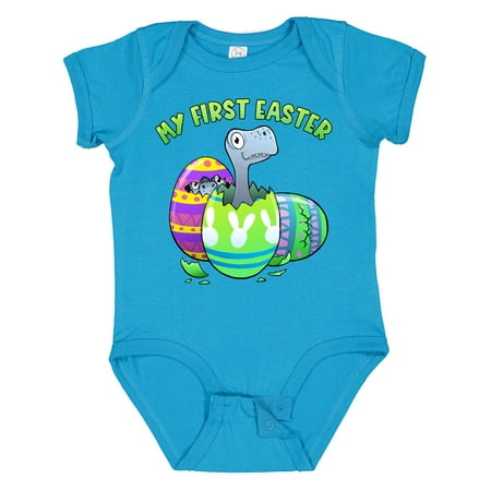 

Inktastic My First Easter Dinosaurs Hatching from Easter Eggs Gift Baby Boy or Baby Girl Bodysuit
