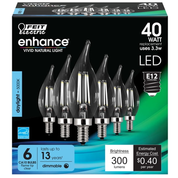 BULB LED CA10 DL 3.3W 6PK