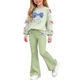 thumbnail image 3 of Iyufng Fall 2 Piece Sets for Girls, Bow Decor Top with Slightly Flared Pant Set, Girls Printed Tracksuits, Ages 5–15 Multiple Colors, 3 of 7