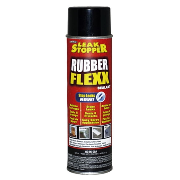 Leak Stopper Rubber Flexx Leak Repair & Sealant Spray 18 Oz | Just Point & Spray for Making basic repairs on wood, asphalt roofing, metal and masonry surfaces | 100 % Flexible Seal | Black | - 0316-GA