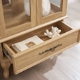 thumbnail image 6 of Lighted Curio Cabinet with 3 Adjustable Shelves,  Elegant Glass Display Cabinet with 2 Doors, and 1 Drawer  for Living Room, Light Oak, 6 of 9
