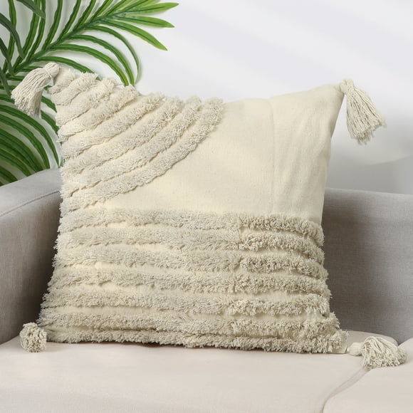 Funda de cojín bohemia REGALWOVEN, fundas decorativas con borlas, funda de cojín tufted bohemia Geométrico-2 18" x 18"