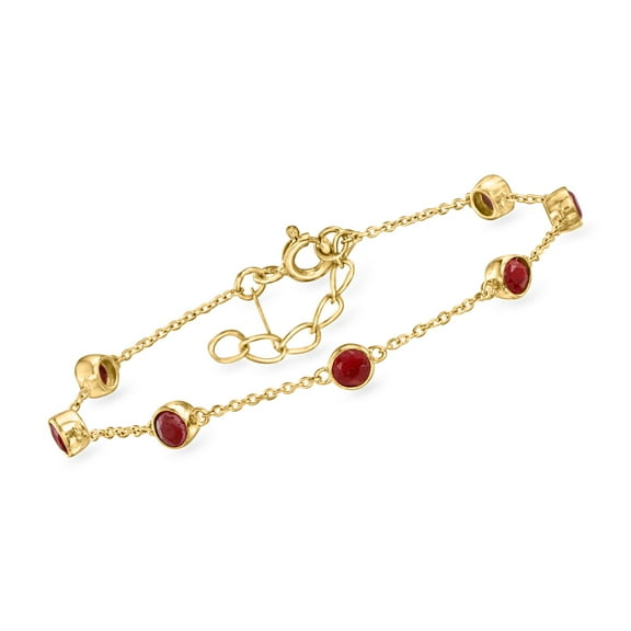 Ross-Simons 2.50 ct. t.w. Bezel-Set Ruby Station Bracelet in 18kt Gold Over Sterling, Women's, Adult