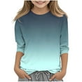 thumbnail image 2 of BLTIBY Children Girls Boys Casual 3/4 Sleeve Sweatshirt Gradient Printed Kids Round Neck Loose Soft Tunic Fashion Pullover Top Blouse Mint Green 3-4 Years, 2 of 5