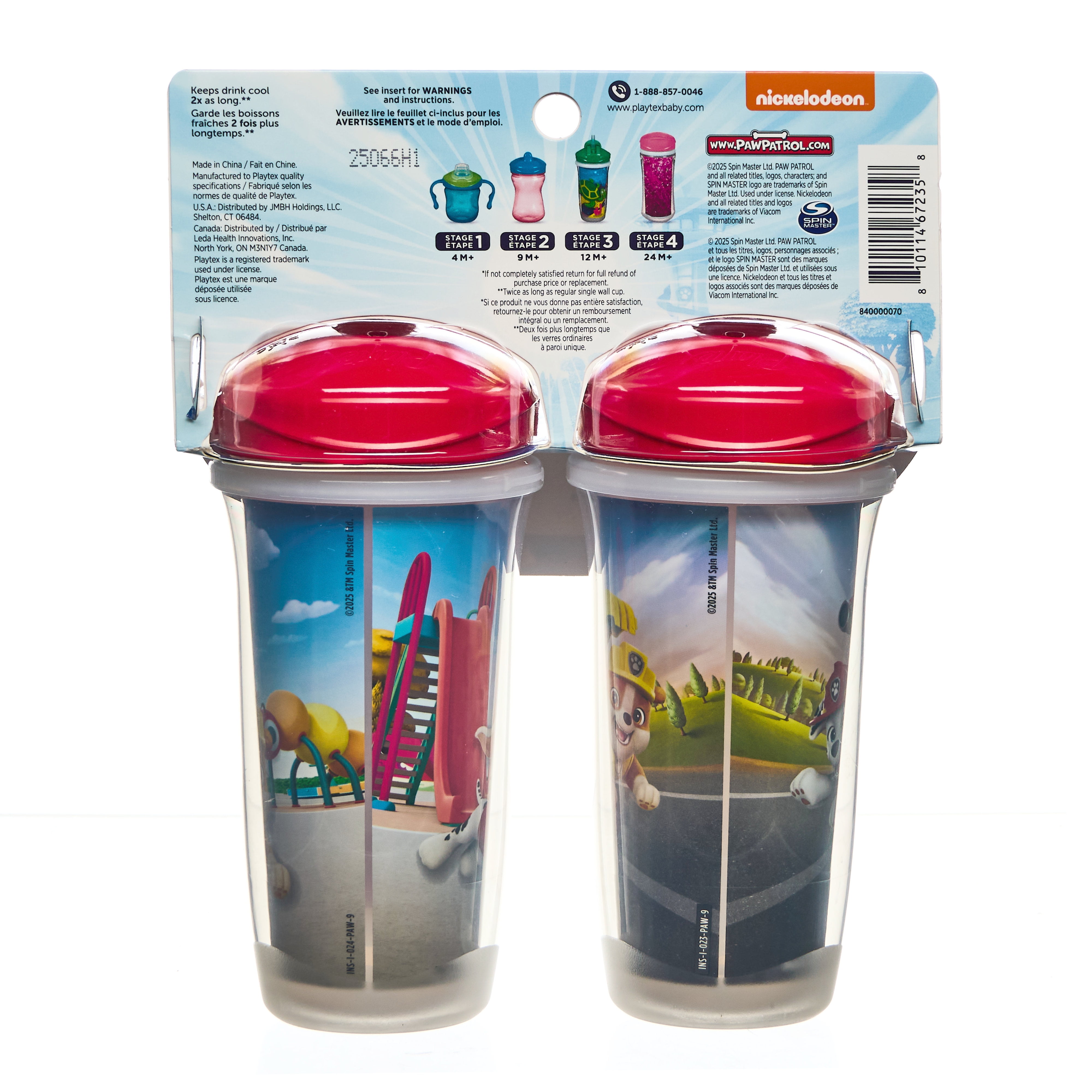 Playtex Sipsters Stage 3 Paw Patrol, Boys Insulated Spout Sippy Cups, Blue, 9 oz, 2 Pack