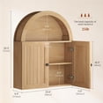 thumbnail image 3 of Arched Wall Cabinet, Wall Mounted Cabinets with Grille Door and Adjustable Shelf for Bathroom Laundry Room Kitchen, Oak, 3 of 8